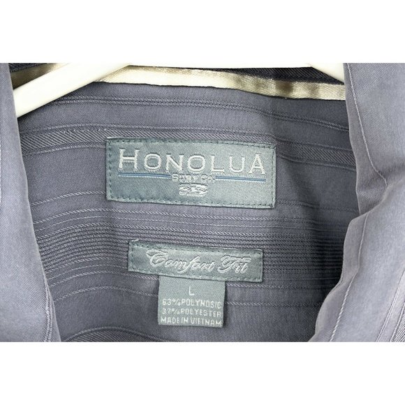 Honolua Surf Co Men's Hawaiian Shirt Size Large Gray Embroidered Comfort Fit - Picture 3 of 5